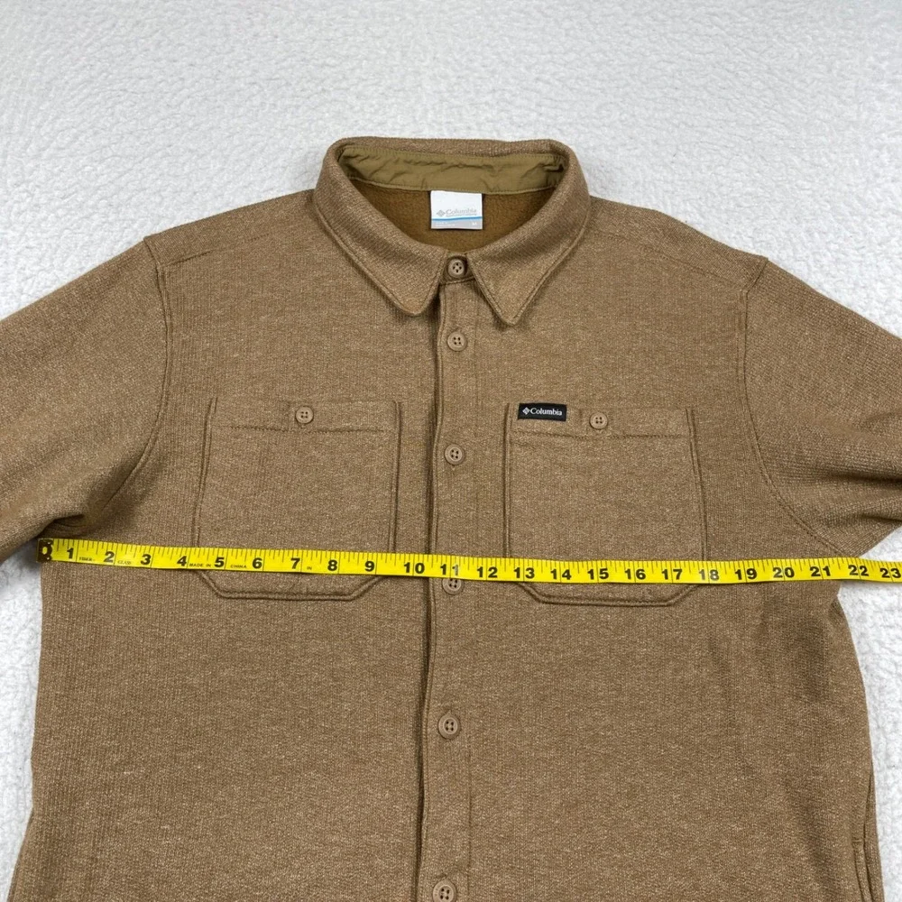 Columbia Shirt Jacket Mens Medium Brown Fleece Lined Rugged‎ Outdoor Shacket